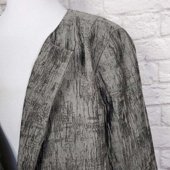 Eileen Fisher Gray Silver Silk Blend Textured Crinkle Jacket Pin Closure XL - Picture 3 of 13